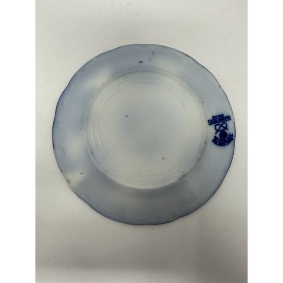 Antique WHARF POTTERY 6” Scalloped Edge WALDORF Semi Porcelain Bread Plate 1800s - Picture 4 of 7